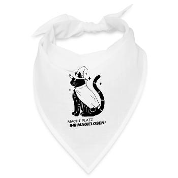 Macht Platz ihr Magielosen! – Schwarze Katze Hexe - Bandana Dreieckstuch - Weiß - Vorne