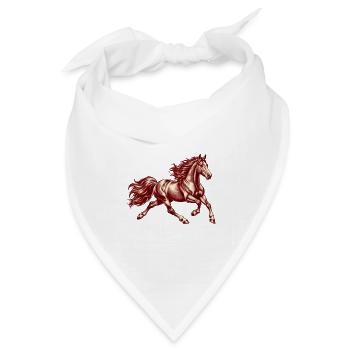Galoppierendes Pferd Vintage-Gravur Burgund - Bandana Dreieckstuch - Weiß - Vorne