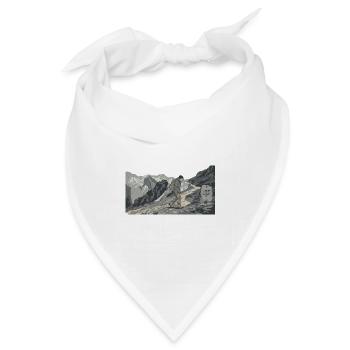 Wanderer auf bergigem Pfad - Bandana Dreieckstuch - Weiß - Vorne