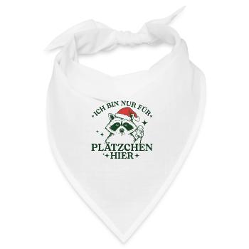 Weihnachten Waschbär Nur für Plätzchen hier - Bandana Dreieckstuch - Weiß - Vorne