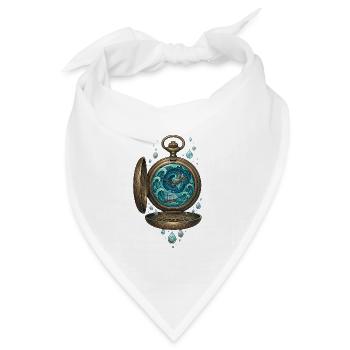 Magische Taschenuhr – Ozean Zeit Kunst - Bandana Dreieckstuch - Weiß - Vorne