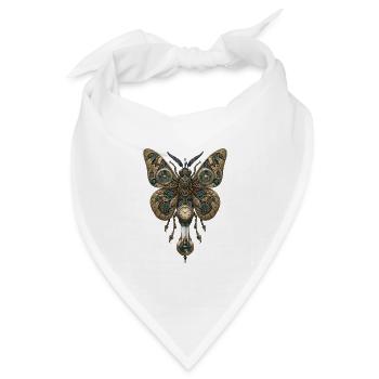 Steampunk Schmetterling – Uhr Mechanik Kunst - Bandana Dreieckstuch - Weiß - Vorne