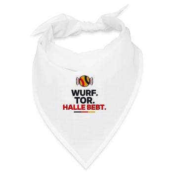 Wurf. Tor. Halle bebt. - Bandana Dreieckstuch - Weiß - Vorne