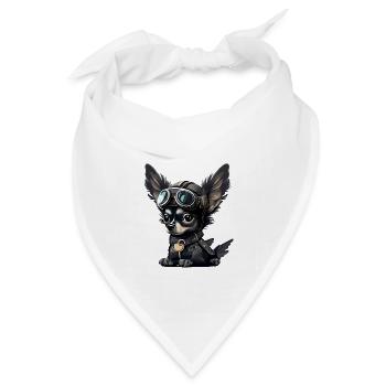 Chihuahua als Pilot Bunt Hund Fliegerbrille Pilot - Bandana Dreieckstuch - Weiß - Vorne