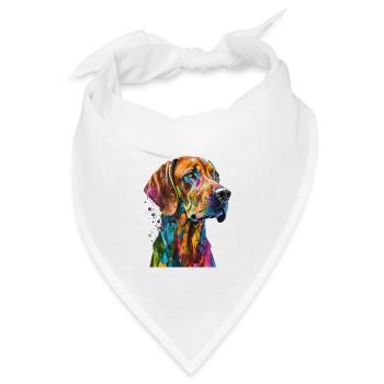 Rhodesian Ridgeback Bunte Pop Art Splash Art Hund - Bandana Dreieckstuch - Weiß - Vorne