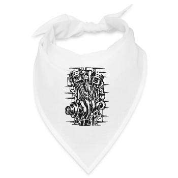 Motorradmotor Linienzeichnung - Bandana Dreieckstuch - Weiß - Vorne