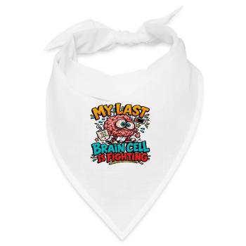 Die letzte Gehirnzelle kämpft - Bandana Dreieckstuch - Weiß - Vorne