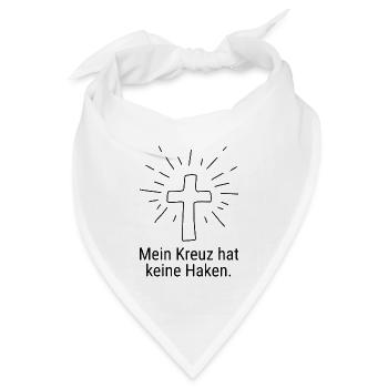 MEIN KREUZ HAT KEINE HAKEN, CHRISTEN GEGEN RECHTS - Bandana Dreieckstuch - Weiß - Vorne