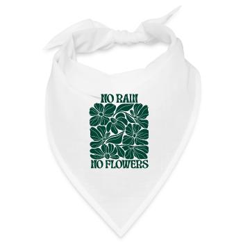 No Rain No Flowers – Retro Blumen Boho Motivation - Bandana Dreieckstuch - Weiß - Vorne