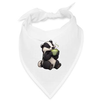 Dachs mit Matcha Latte - Bandana Dreieckstuch - Weiß - Vorne