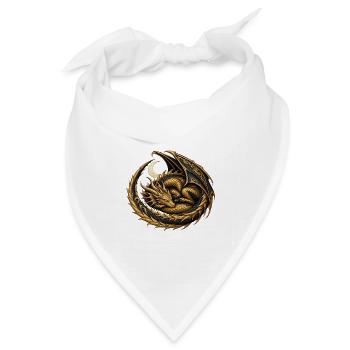 Goldfarbener Monddrache - Bandana Dreieckstuch - Weiß - Vorne