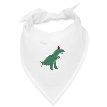 Niedlicher Weihnachtsdinosaurier - Bandana Dreieckstuch - Weiß - Vorne