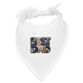 Best Dad – Papa Geschenk im 3D Patchwork Jeans - Bandana Dreieckstuch - Weiß - Vorne