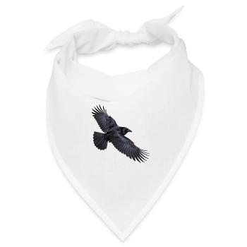 Kolkrabe im Flug – Rabe mit ausgebreiteten Flügeln - Bandana Dreieckstuch - Weiß - Vorne