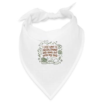 Needlepoint hängt mit Hund niedlich ab - Bandana Dreieckstuch - Weiß - Vorne