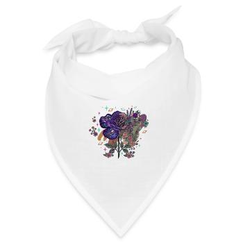 Kosmischer Rosennebelstrauß - Bandana Dreieckstuch - Weiß - Vorne