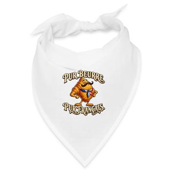 Reine Butter, reines französisches lustiges Schnurrbart-Croissant - Bandana Dreieckstuch - Weiß - Vorne
