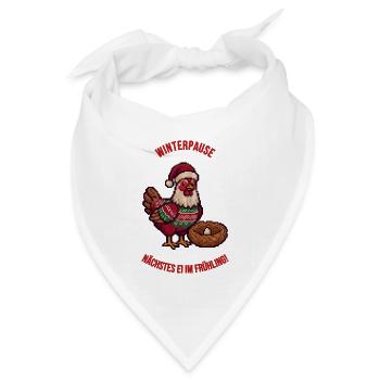 Hühnerhalter Winterpause – Nächstes Ei im Frühling - Bandana Dreieckstuch - Weiß - Vorne