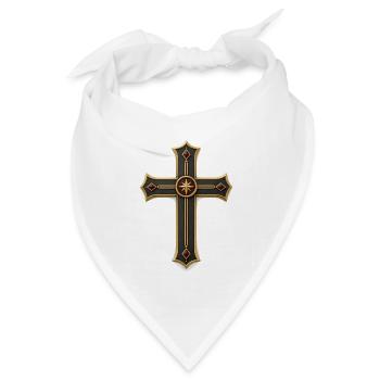Gothic Kreuz mit Goldrändern - Bandana Dreieckstuch - Weiß - Vorne