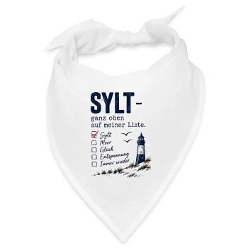 Sylt ganz oben auf meiner Liste - Bandana Dreieckstuch - Weiß - Vorne
