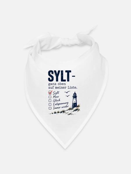 Sylt ganz oben auf meiner Liste - Bandana Dreieckstuch - Weiß