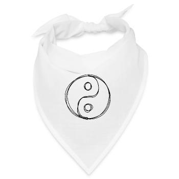 Yin und Yang handgezeichnet - Bandana Dreieckstuch - Weiß - Vorne