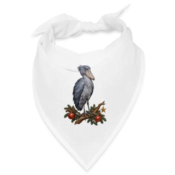Schuhschnabel mit Weihnachtsornamenten - Bandana Dreieckstuch - Weiß - Vorne
