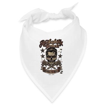 Rockabilly Skull Born to Rock - Bandana Dreieckstuch - Weiß - Vorne