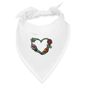 Aquarellrahmen mit Blumenherz - Bandana Dreieckstuch - Weiß - Vorne