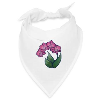 Rosa Orchidee Aquarell Floral - Bandana Dreieckstuch - Weiß - Vorne