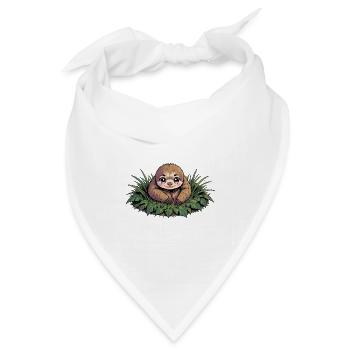 Kuschelfaultier im Blätterrausch - Bandana Dreieckstuch - Weiß - Vorne