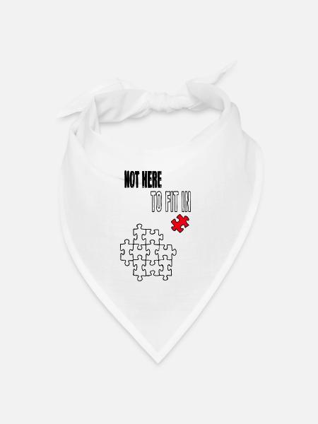 Not Here to Fit In – Rotes Puzzleteil Statement - Bandana Dreieckstuch - Weiß