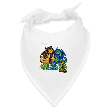 Drachenfamilie – Eltern im Familienchaos - Bandana Dreieckstuch - Weiß - Vorne
