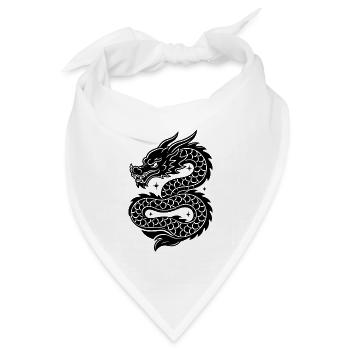 Linienzeichnung des himmlischen chinesischen Drachens - Bandana Dreieckstuch - Weiß - Vorne