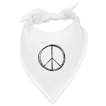 Friedenszeichen handgezeichnet - Bandana Dreieckstuch - Weiß - Vorne