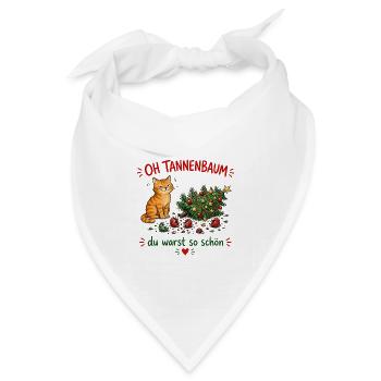 Oh Tannenbaum Katze Festlicher Charme - Bandana Dreieckstuch - Weiß - Vorne