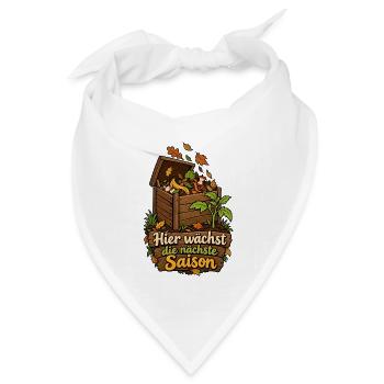 Kompost Garten Shirt mit Spruch Hier wächst die nä - Bandana Dreieckstuch - Weiß - Vorne