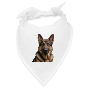 Kopfportrait Deutscher Schäferhund - Bandana Dreieckstuch - Weiß - Vorne