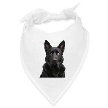 Schwarzer Schäferhund Portrait - Bandana Dreieckstuch - Weiß - Vorne