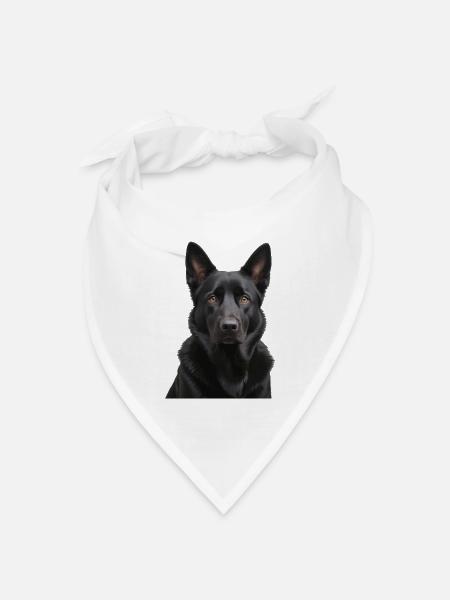 Schwarzer Schäferhund Portrait - Bandana Dreieckstuch - Weiß