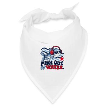 Fisch Out of Water mit Kopfhörern - Bandana Dreieckstuch - Weiß - Vorne