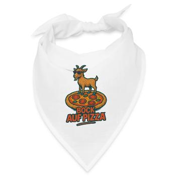 Bock auf Pizza lustiger Ziegenbock im Retrolook - Bandana Dreieckstuch - Weiß - Vorne