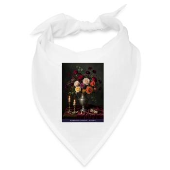 Dunkles Blumenstillleben - Bandana Dreieckstuch - Weiß - Vorne