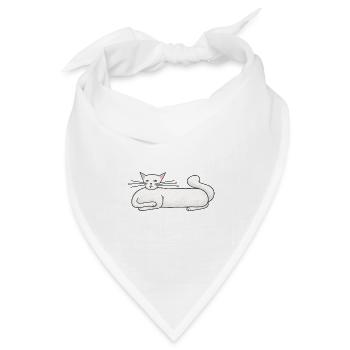 Sehr lange und blasse weiße Katze – lustige Zeichnung - Bandana Dreieckstuch - Weiß - Vorne