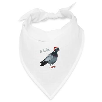 Ho Ho Ho - Taube mit Weihnachtsmütze - Bandana Dreieckstuch - Weiß - Vorne