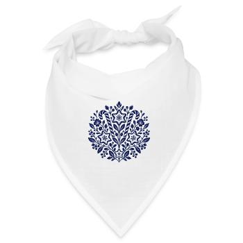 Blaue Zimtsterne und Zuckerstangen - Bandana Dreieckstuch - Weiß - Vorne