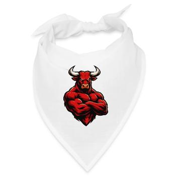 Roter Stier Muskelheld - Bandana Dreieckstuch - Weiß - Vorne
