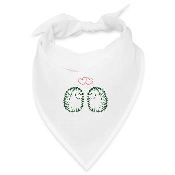 Herzchen-Igel Duo Liebesillustration - Bandana Dreieckstuch - Weiß - Vorne