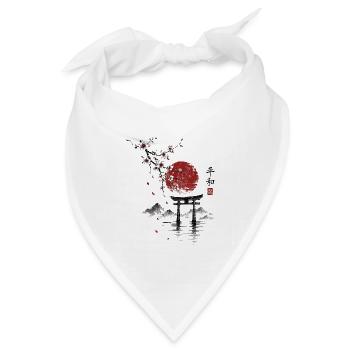 Sakura Torii am roten Mond - Bandana Dreieckstuch - Weiß - Vorne