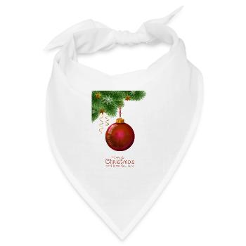 Weihnachtskugel hängt an einem Kiefernzweig. - Bandana Dreieckstuch - Weiß - Vorne